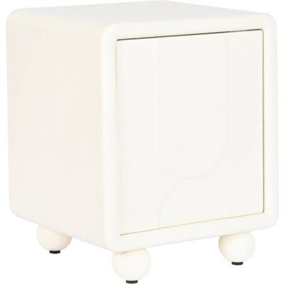 Fijalo Mesita de noche 45X40X55 - MDF Blanco 1Puerta 3D Fijalo Mesita de noche 45X40X55 - MDF Blanco 1Puerta 3D