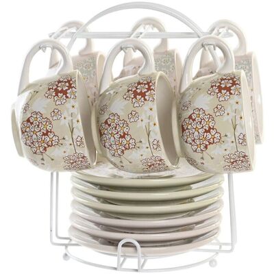FIJALO Zestaw Kawowy - 6 Filiżanek z Metalu Dolomitowego - 20x18x20 - 180 ml - Zielony FIJALO Zestaw Kawowy - 6 Filiżanek z Metalu Dolomitowego - 20x18x20 - 180 ml - Zielony