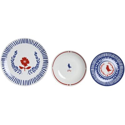 FIJALO Juego de vajilla de porcelana 18 Azul - Vajilla FIJALO Juego de vajilla de porcelana 18 Azul - Vajilla