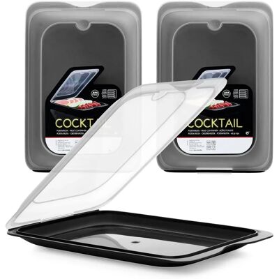 Tatay Fresh - Juego de 5 Recipientes para Alimentos - Negro y Coral Tatay Fresh - Juego de 5 Recipientes para Alimentos - Negro y Coral