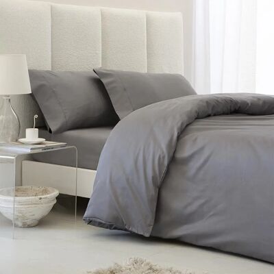 Funda nórdica de satén de algodón egipcio gris - Juego de cama Funda nórdica de satén de algodón egipcio gris - Juego de cama