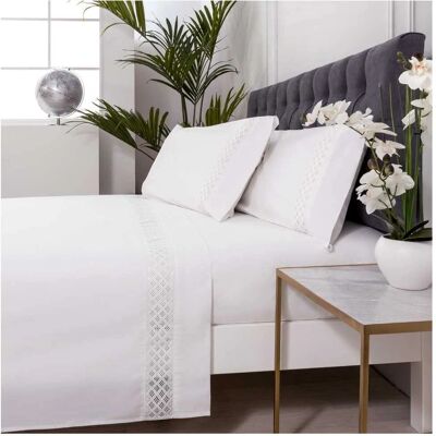Conjunto de Lençóis Cotton Artean Sarria - Branco - 250x260cm - Cama 160cm Conjunto de Lençóis Cotton Artean Sarria - Branco - 250x260cm - Cama 160cm