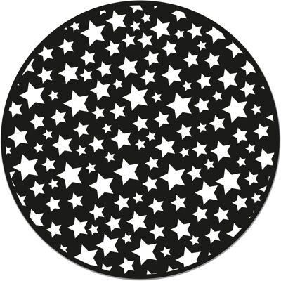 Unknown - Round Black Stars - 190x190cm - Vinyl Rug Unknown - Round Black Stars - 190x190cm - Vinyl Rug