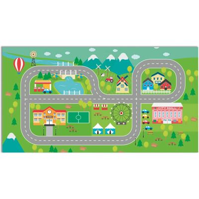 Panorama - Tapis vinyle vert 120x170cm - Route - Pour enfants - Tapis - Publicité Panorama - Tapis vinyle vert 120x170cm - Route - Pour enfants - Tapis - Publicité