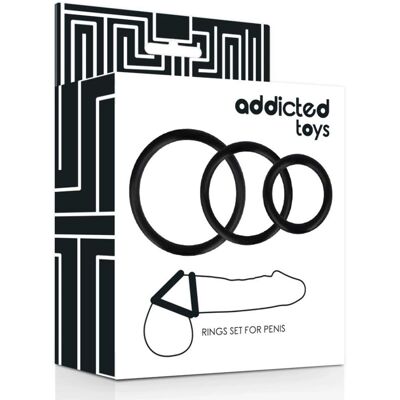 Addicted Toys - Ensemble d'Anneaux pour Pénis - Noir - Accessoire de Jouet Sexuel - Publicité Addicted Toys - Ensemble d'Anneaux pour Pénis - Noir - Accessoire de Jouet Sexuel - Publicité