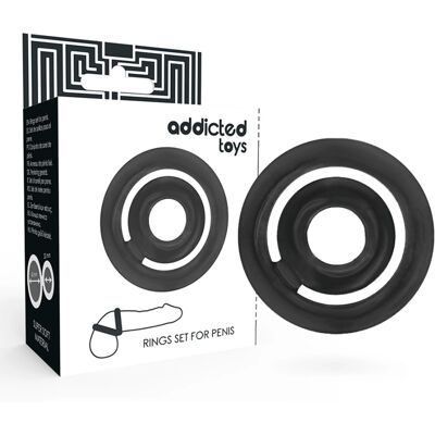 Set di Anelli Doppio Addicted Toys - Giocattolo per Adulti Nero Set di Anelli Doppio Addicted Toys - Giocattolo per Adulti Nero