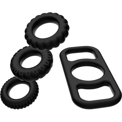 Kit di 4 anelli fallici in silicone Addicted Toys per piacere Kit di 4 anelli fallici in silicone Addicted Toys per piacere