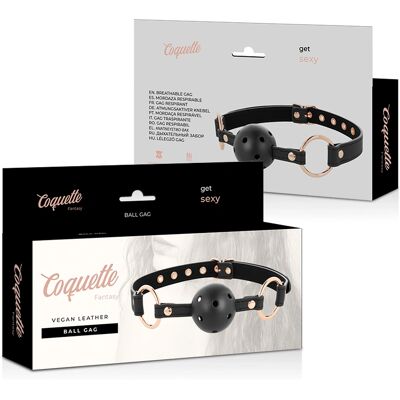 Coquette Cuir Vegan Respirant Gag de Boule - Accessoires BDSM Coquette Cuir Vegan Respirant Gag de Boule - Accessoires BDSM