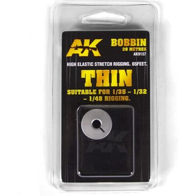 AK INTERACTIVE: elastic rigging bobbin thin - Supplies for scale models AK INTERACTIVE: elastic rigging bobbin thin - Supplies for scale models