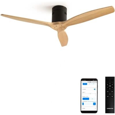 Create Windcalm dc - Ventilateur de plafond silencieux - 132cm - Bois naturel - WiFi - Publicité Create Windcalm dc - Ventilateur de plafond silencieux - 132cm - Bois naturel - WiFi - Publicité