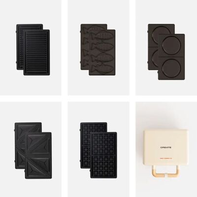 Create - pack stone studio double - machine à sandwich, gaufrier, grill + plaques taiyaki et pancakes - Publicité Create - pack stone studio double - machine à sandwich, gaufrier, grill + plaques taiyaki et pancakes - Publicité