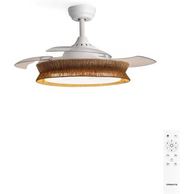 CREATE - Ventilateur de plafond avec lumière silencieuse 40W Ø107cm - Finis en rotin - Publicité CREATE - Ventilateur de plafond avec lumière silencieuse 40W Ø107cm - Finis en rotin - Publicité