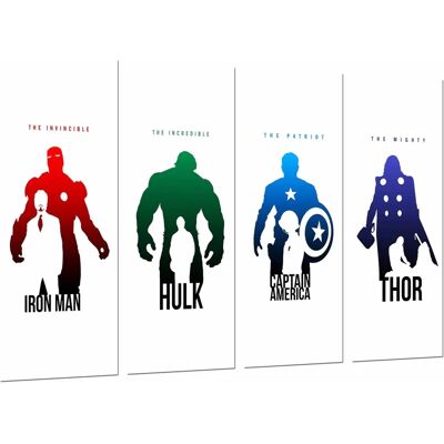 DKORARTE Iron Man, Hulk, Kapitan America & Thor - Avengers Drewniana Dekoracja Ścienna DKORARTE Iron Man, Hulk, Kapitan America & Thor - Avengers Drewniana Dekoracja Ścienna