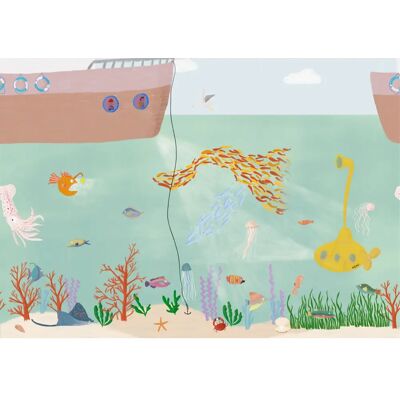 Coordonné - Yellow Submarine - Mediterranean - 0.5m Streifen - Wall mural Coordonné - Yellow Submarine - Mediterranean - 0.5m Streifen - Wall mural