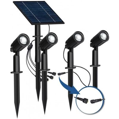 Iluminashop - Set di 4 Faretti Solari LED per Giardino - Nero Iluminashop - Set di 4 Faretti Solari LED per Giardino - Nero