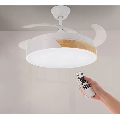 Ventilateur de Plafond Iluminashop 72W Blanc Bois DC Silencieux Télécommande Été Hiver Ventilateur de Plafond Iluminashop 72W Blanc Bois DC Silencieux Télécommande Été Hiver
