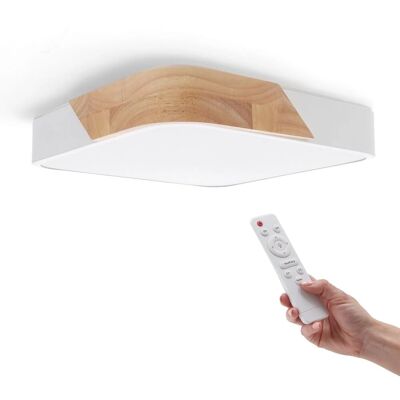Iluminashop Houten Vierkante LED Plafondlamp - Dimbaar CCT - 24W Iluminashop Houten Vierkante LED Plafondlamp - Dimbaar CCT - 24W