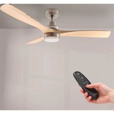 Ventilatore a soffitto in legno nichel 18W luce telecomando 6 velocità Ventilatore a soffitto in legno nichel 18W luce telecomando 6 velocità