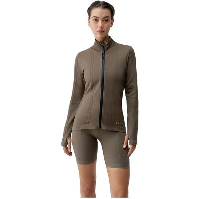 Sudadera con Cremallera Completa Born Living Yoga India Marrón Mujer Sudadera con Cremallera Completa Born Living Yoga India Marrón Mujer