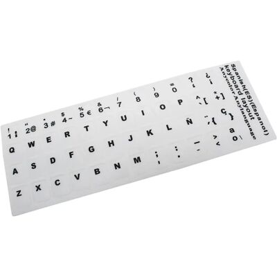 Autocollants de Clavier Castellano de Marque Inconnue - Blanc avec lettres noires - Publicité Autocollants de Clavier Castellano de Marque Inconnue - Blanc avec lettres noires - Publicité