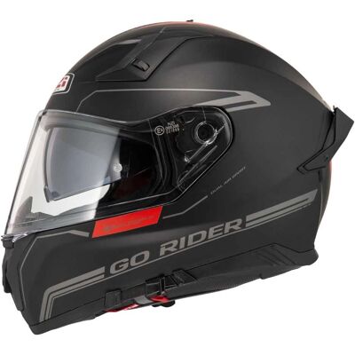 Casco de moto NZI - Negro mate y rojo - Integral, Visor solar, 2 tamaños Casco de moto NZI - Negro mate y rojo - Integral, Visor solar, 2 tamaños