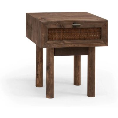 Mesita Olivia II Nogal Oscuro - Madera y Rafia Mesita Olivia II Nogal Oscuro - Madera y Rafia