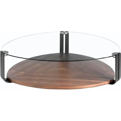 Angel Cerdá Walnut & Steel Coffee Table - 135x135x32 cm Angel Cerdá Walnut & Steel Coffee Table - 135x135x32 cm