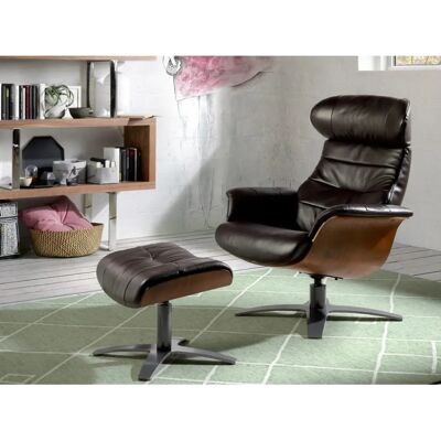 Angel Cerdá Brown Leather Ottoman - Ottomans Angel Cerdá Brown Leather Ottoman - Ottomans