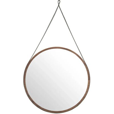 Okrągłe lustro wiszące w orzechowym - Eleganckie i wszechstronne Okrągłe lustro wiszące w orzechowym - Eleganckie i wszechstronne