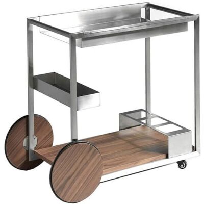 Chariot minibar Angel Cerdá S.L. - Noyer et Acier Inoxydable - Publicité Chariot minibar Angel Cerdá S.L. - Noyer et Acier Inoxydable - Publicité