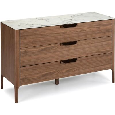 Angel CERDÁ Walnut and Glass Chest of Drawers - Modern Bedroom Storage Angel CERDÁ Walnut and Glass Chest of Drawers - Modern Bedroom Storage
