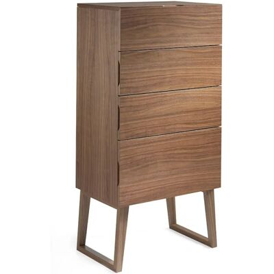 Angel Cerda Walnut Drawer Chest - Modern Design, 4 Soft-Close Drawers - Chest of Drawers Angel Cerda Walnut Drawer Chest - Modern Design, 4 Soft-Close Drawers - Chest of Drawers