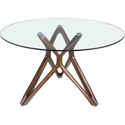 Mesa redonda de vidrio y madera Angel Cerdá - Mesa de comedor Mesa redonda de vidrio y madera Angel Cerdá - Mesa de comedor