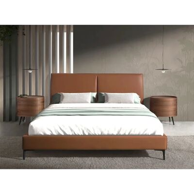 Angel Cerdá Brown/Black Synthetic Leather Bed - 205x212x110 - Bed Angel Cerdá Brown/Black Synthetic Leather Bed - 205x212x110 - Bed