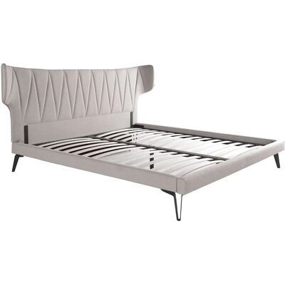 Lit en Tissu Gris Clair Angel Cerdá - Design Moderne, Base en Pin, 180x200cm - Lit - Publicité Lit en Tissu Gris Clair Angel Cerdá - Design Moderne, Base en Pin, 180x200cm - Lit - Publicité