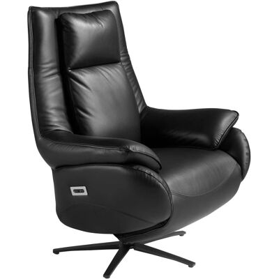 Silla giratoria relax de cuero negro ANGEL CERDA - Sillón Silla giratoria relax de cuero negro ANGEL CERDA - Sillón