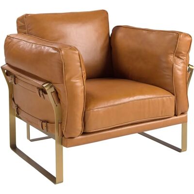 Fauteuil en Cuir Camel Angel Cerdá - Design Moderne - Publicité Fauteuil en Cuir Camel Angel Cerdá - Design Moderne - Publicité
