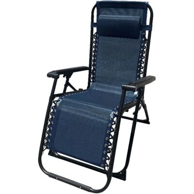 Marbueno Klappbarer Stahl Liegestuhl - Blau - Garten & Pool - 90x66x108cm Marbueno Klappbarer Stahl Liegestuhl - Blau - Garten & Pool - 90x66x108cm