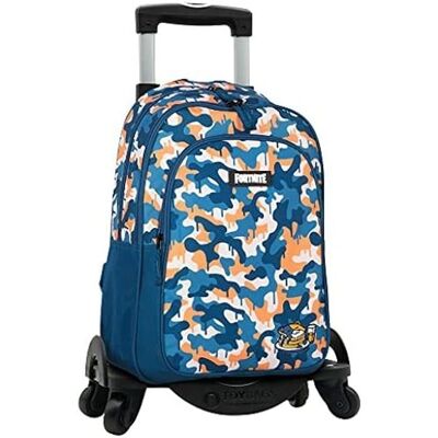 Sac à dos scolaire Fortnite camouflage bleu avec roues - Publicité Sac à dos scolaire Fortnite camouflage bleu avec roues - Publicité