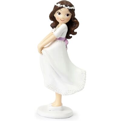 Mopec Y610 Brunt hår flicka cake topper - Första kommunionsdekoration Mopec Y610 Brunt hår flicka cake topper - Första kommunionsdekoration