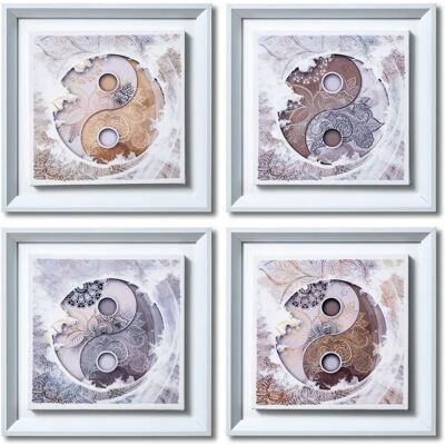 DEKOARTE Wall Art Set - Modern Mandala and Ying Yang 4-Piece 30x30cm DEKOARTE Wall Art Set - Modern Mandala and Ying Yang 4-Piece 30x30cm