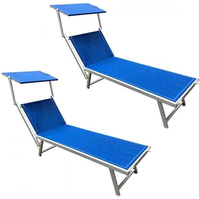 Mediawave Store - Chaise longue de plage en aluminium avec parasol - 180x60x40cm - Publicité Mediawave Store - Chaise longue de plage en aluminium avec parasol - 180x60x40cm - Publicité