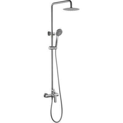 Conjunto de ducha Ural níquel cepillado con barra ajustable y ducha de lluvia Conjunto de ducha Ural níquel cepillado con barra ajustable y ducha de lluvia