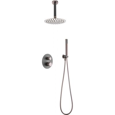 Imex Grau Matt / Champagner Thermostat-Duschanlage - 25cm Deckenkopf Imex Grau Matt / Champagner Thermostat-Duschanlage - 25cm Deckenkopf