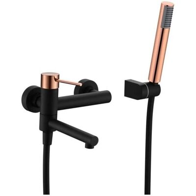 IMEX Wandmontierter Badewannen-Einhandmischer - Schwarz Matt Roségold Milos Stick BDYS045-4NOR IMEX Wandmontierter Badewannen-Einhandmischer - Schwarz Matt Roségold Milos Stick BDYS045-4NOR