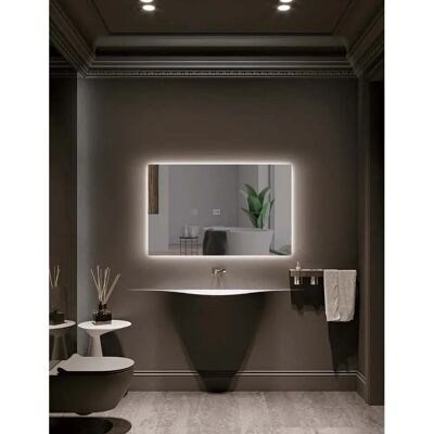 Ledimex - Espejo de baño cuadrado - 100x70cm - Retroiluminación LED - Antivaho - Sensor on/off Ledimex - Espejo de baño cuadrado - 100x70cm - Retroiluminación LED - Antivaho - Sensor on/off