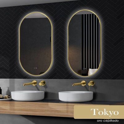 Espejo baño ovalado Ledimex Tokyo - Negro, Antivaho, 3 modos de luz Espejo baño ovalado Ledimex Tokyo - Negro, Antivaho, 3 modos de luz