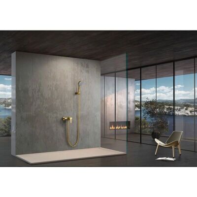Conjunto de chuveiro Roma dourado escovado - Imex Conjunto de chuveiro Roma dourado escovado - Imex