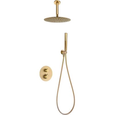 Set doccia Salerno di Imex - Termostatico da parete - Oro spazzolato Set doccia Salerno di Imex - Termostatico da parete - Oro spazzolato