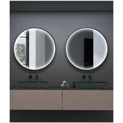 Ledimex - Espejo de baño Nepal - 70cm, Negro, Luz LED, Antivaho Ledimex - Espejo de baño Nepal - 70cm, Negro, Luz LED, Antivaho